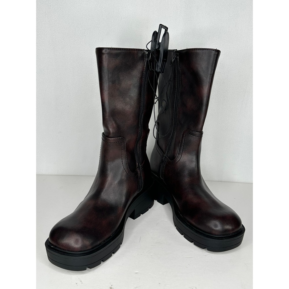 No Boundaries NWT Mid Calf Lug Sole Platform Boots Brown Goth Size 7 - Picture 7 of 7